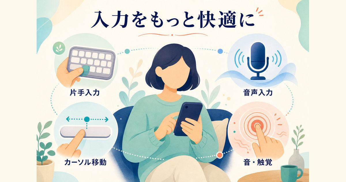 片手入力、音声入力、カーソル移動、音と触覚を使い分けてiPhoneの文字入力を快適にする機能
