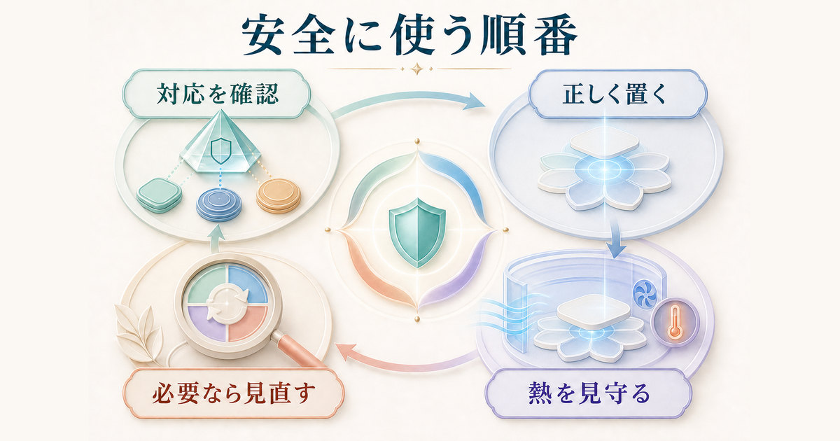 対応を確認し、正しく設置し、充電中の熱を見守り、問題があれば条件を見直すまとめ