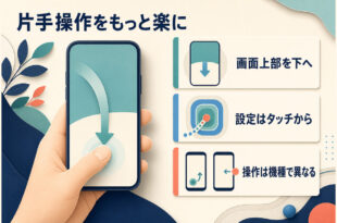 iPhoneの簡易アクセスで画面上部を親指の近くへ移し、片手操作を楽にする記事の要点