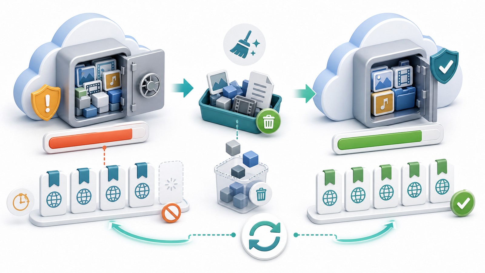 iCloudストレージ容量不足でSafariブックマーク同期が止まる時に不要データ整理と容量確保を確認する図解