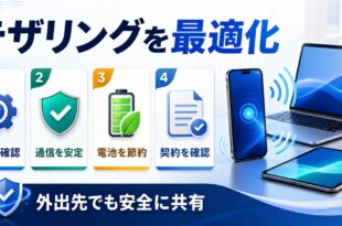 iPhoneのテザリングを安定して使うための確認ポイントをまとめた図解