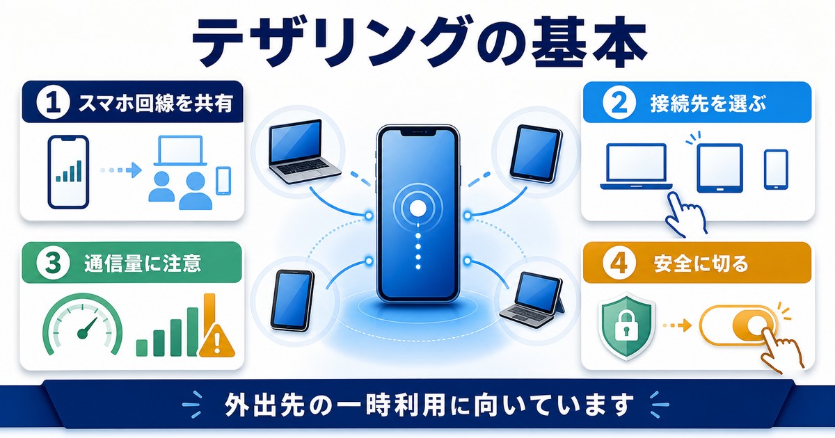 テザリングの基本と利用時の注意点をまとめた図解