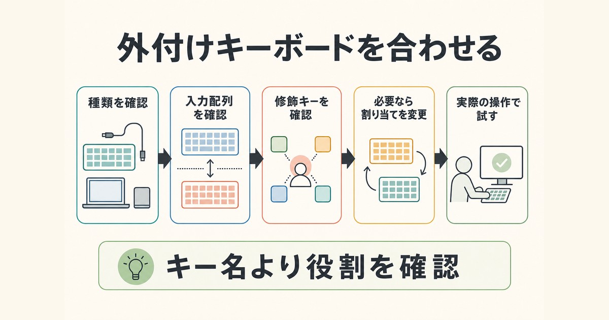 外付けキーボードの種類・入力配列・修飾キー・割り当てをMacで確認する図解