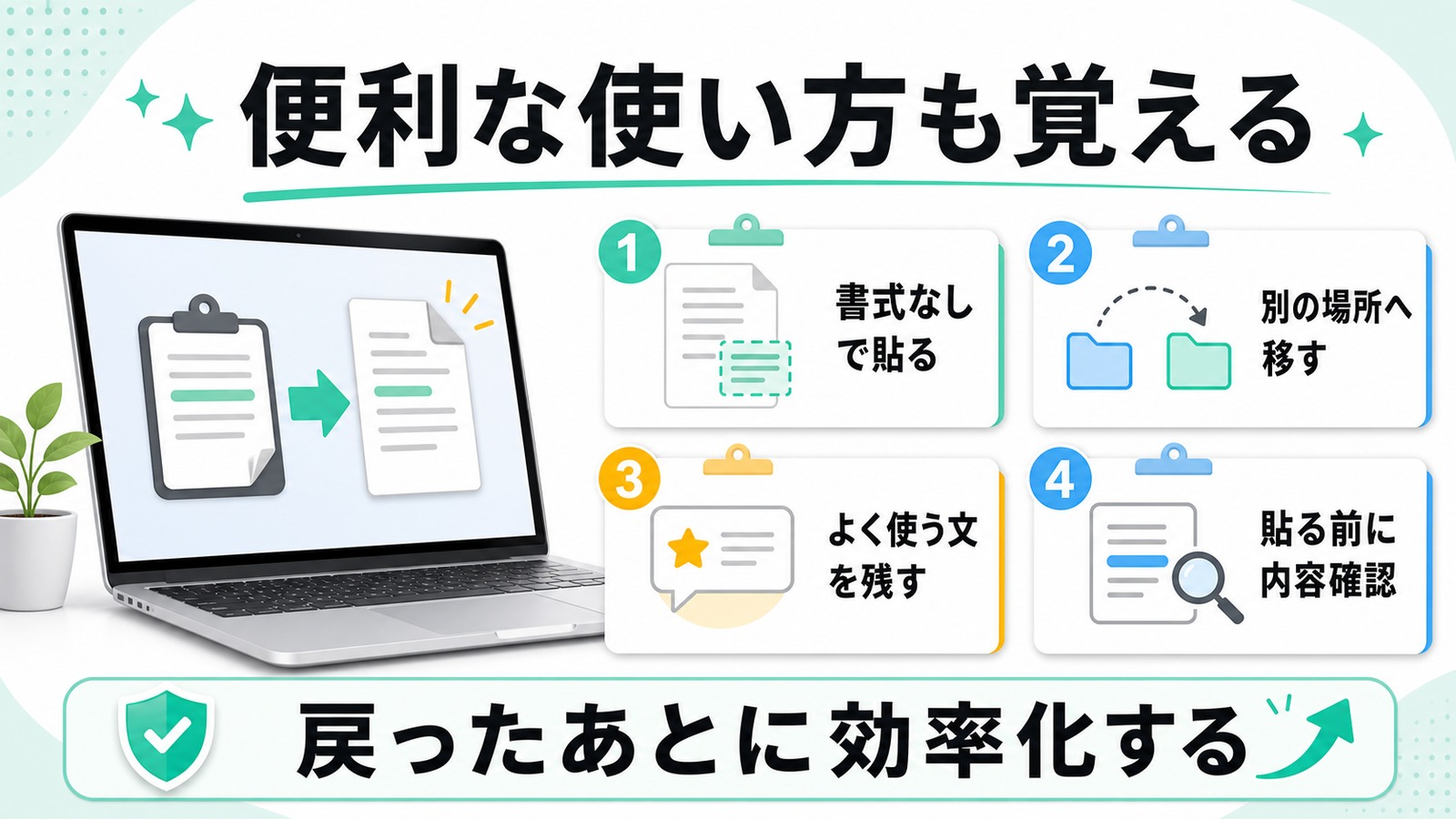 コピーと貼り付けが戻った後に役立つ使い方の図解