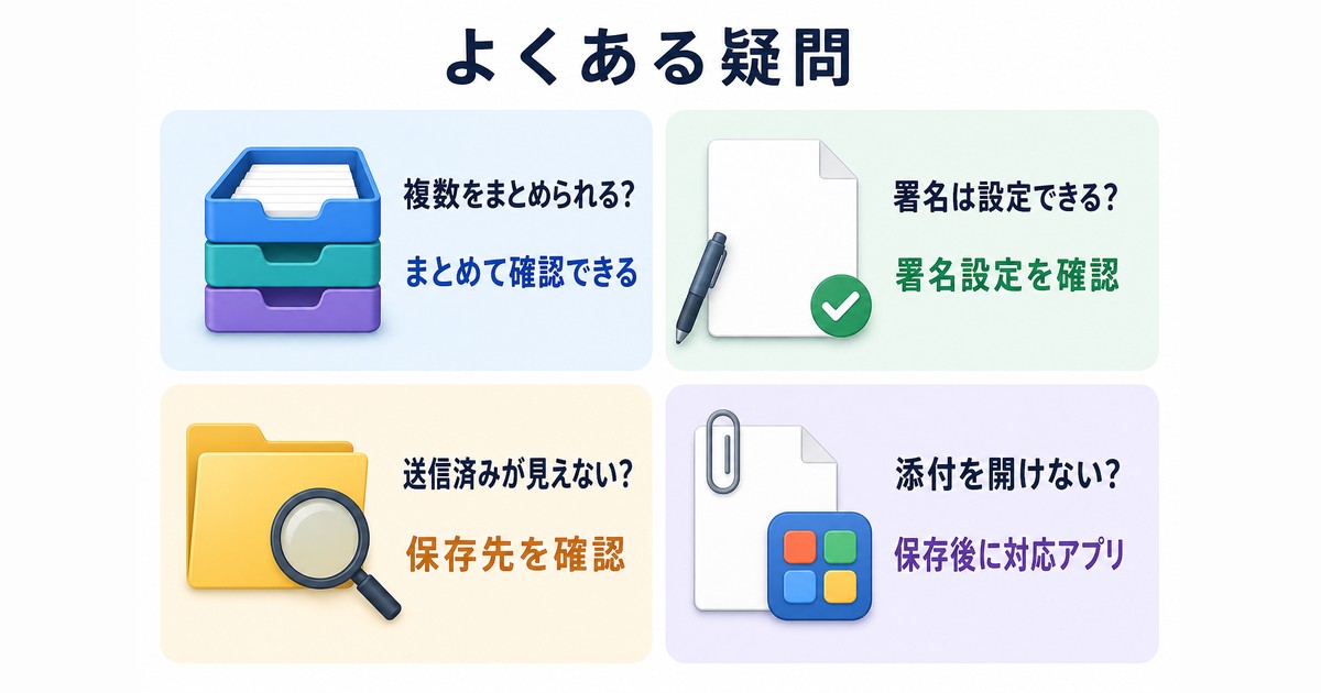 複数アカウント・署名・送信済みメール・添付ファイルのよくある疑問図解