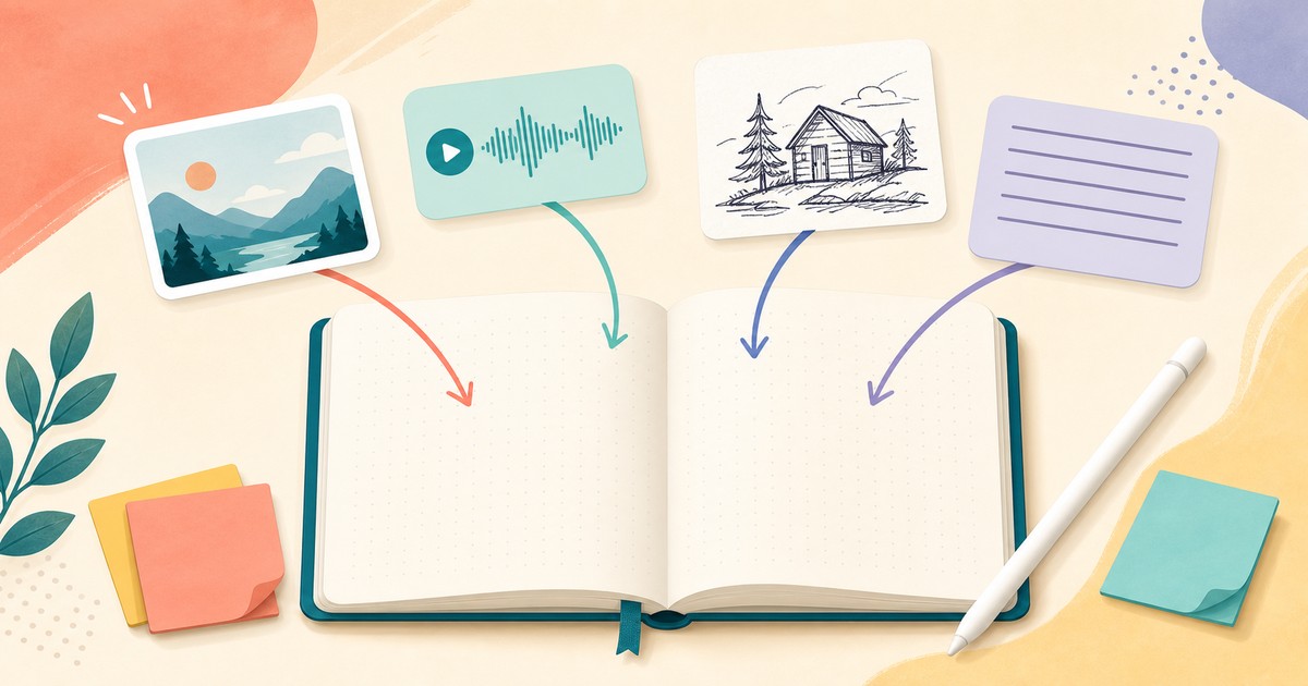 テキストや画像や音声や手書きをノートへ入れる図解