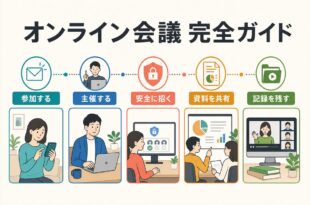 オンライン会議の参加・主催・招待・共有・記録をまとめた図解