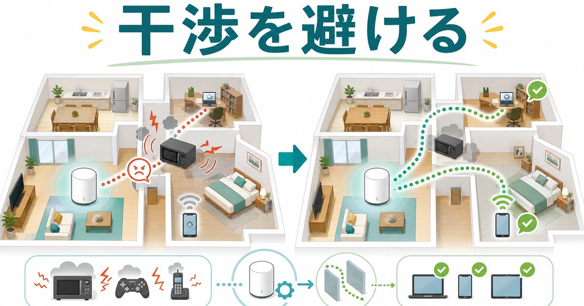 5GHz帯の干渉や切断時に確認する流れの図解
