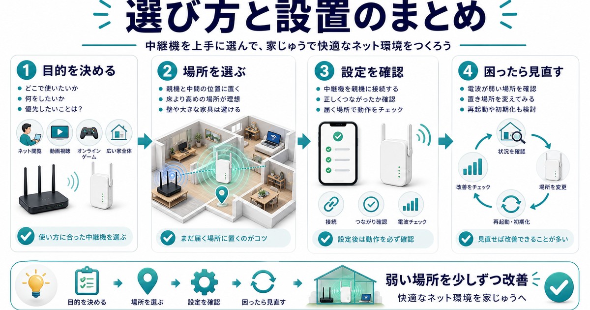 Wi-Fi中継機の選び方と設置を日本語でまとめた図解