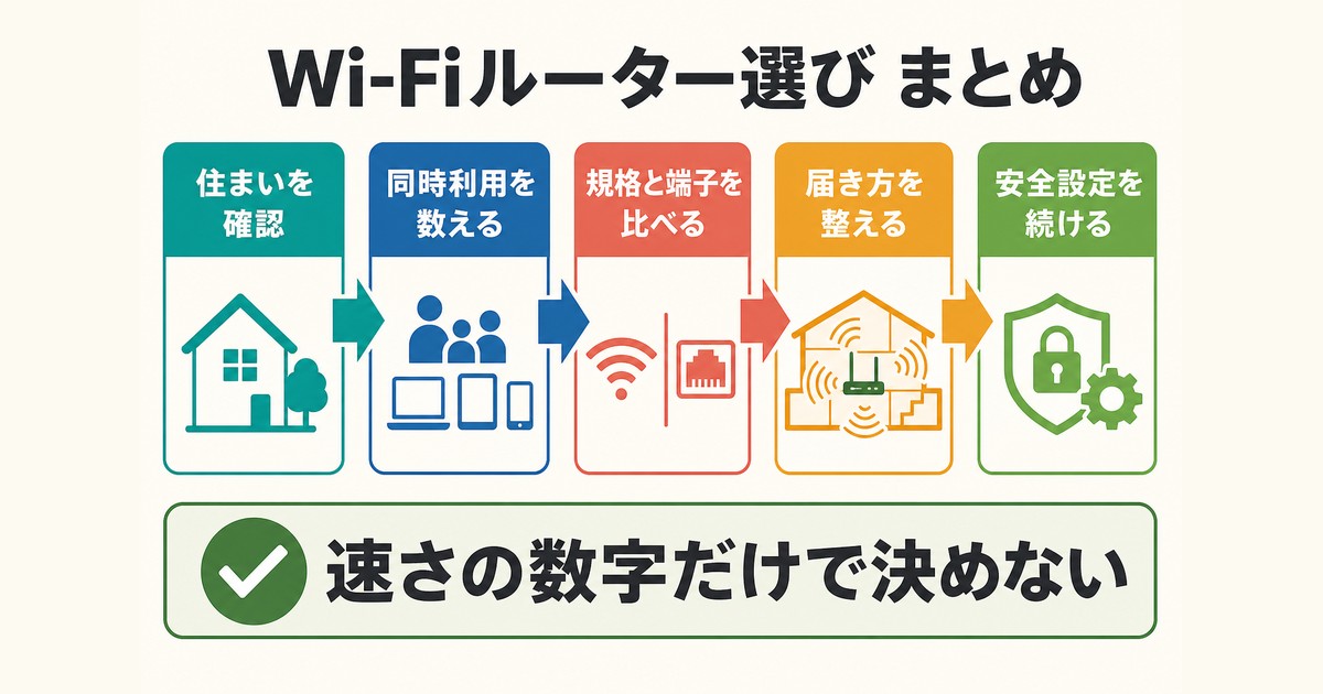 Wi-Fiルーター選びの手順と安全設定をまとめた図解