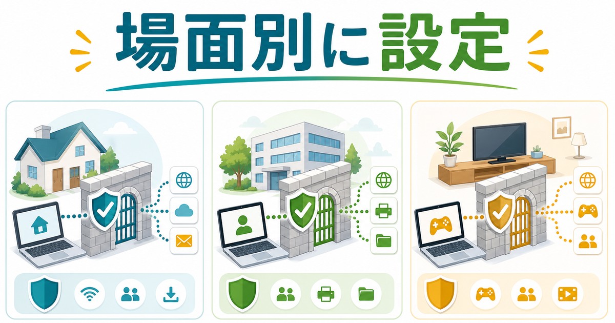 利用場面ごとにファイアウォール設定を考える図解