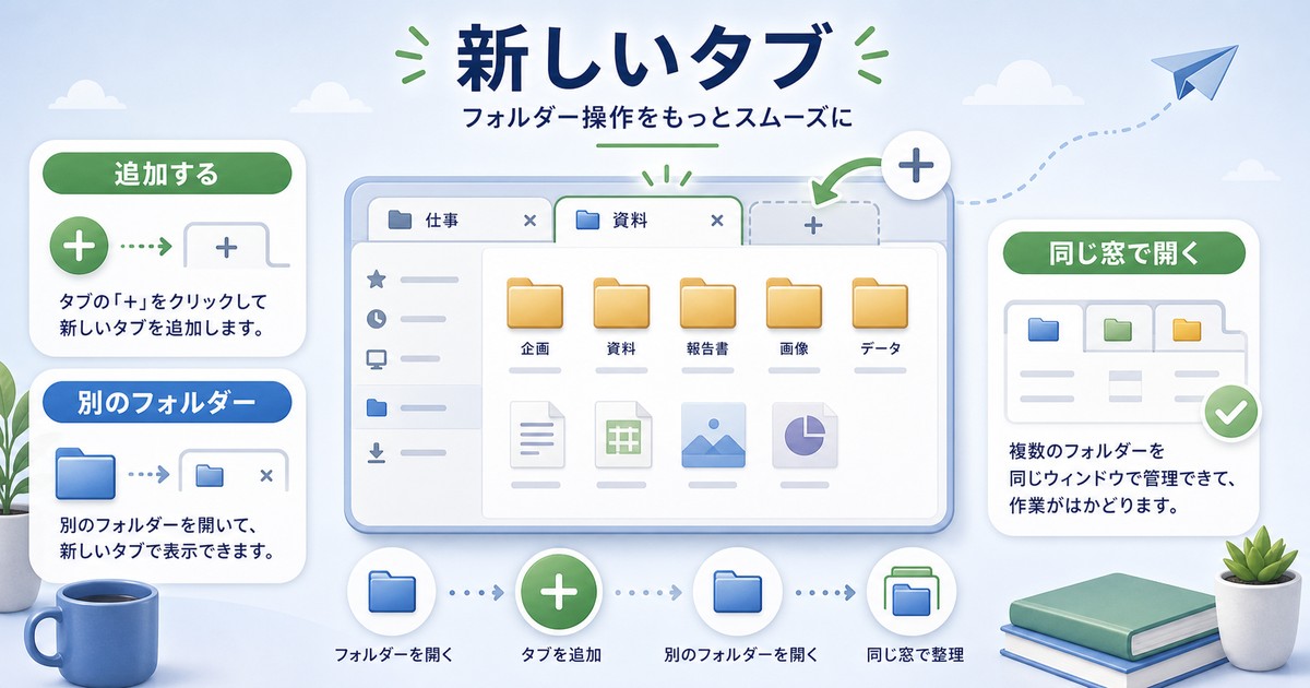 新しいタブを追加して別フォルダーを開く方法の図解