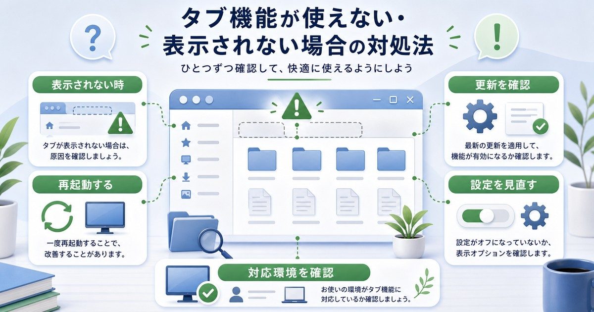 タブ機能が表示されない時の確認手順の図解