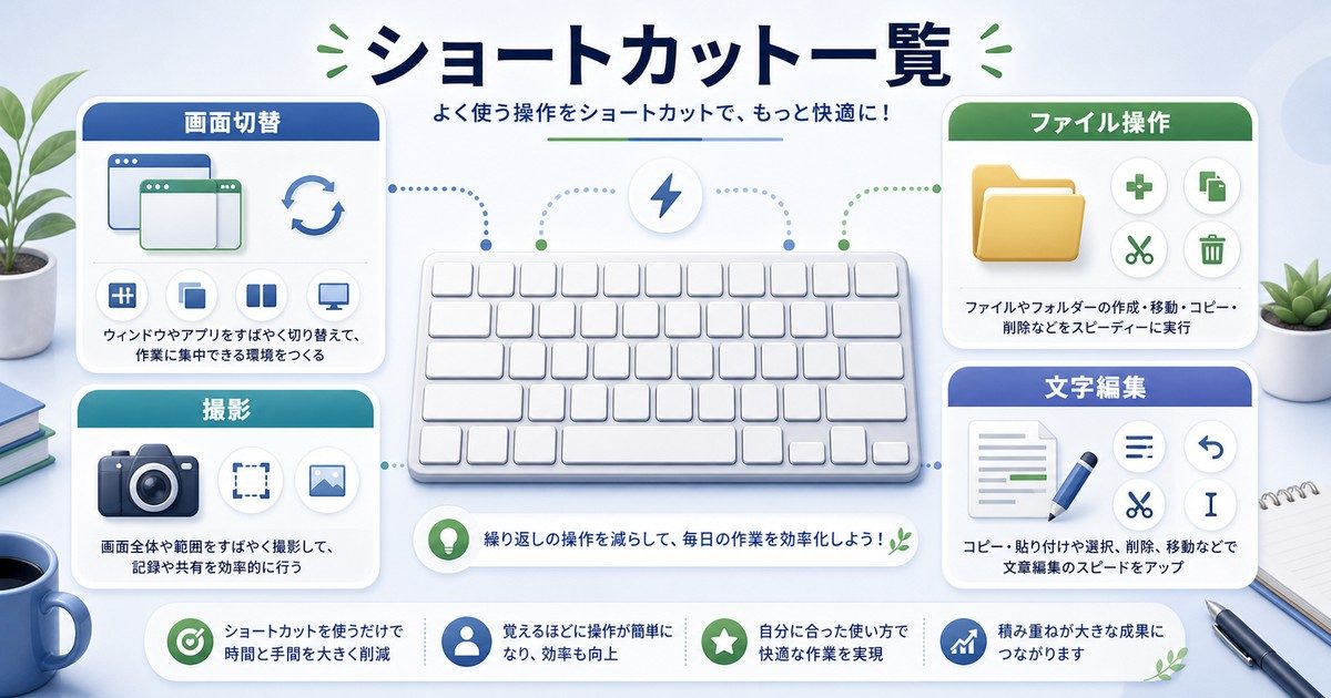 タブ機能の作業効率を上げるショートカット用途の図解