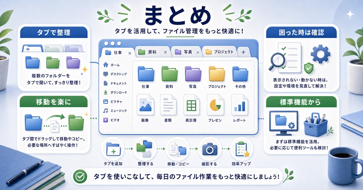 タブでファイル管理を使いやすくするまとめ図解