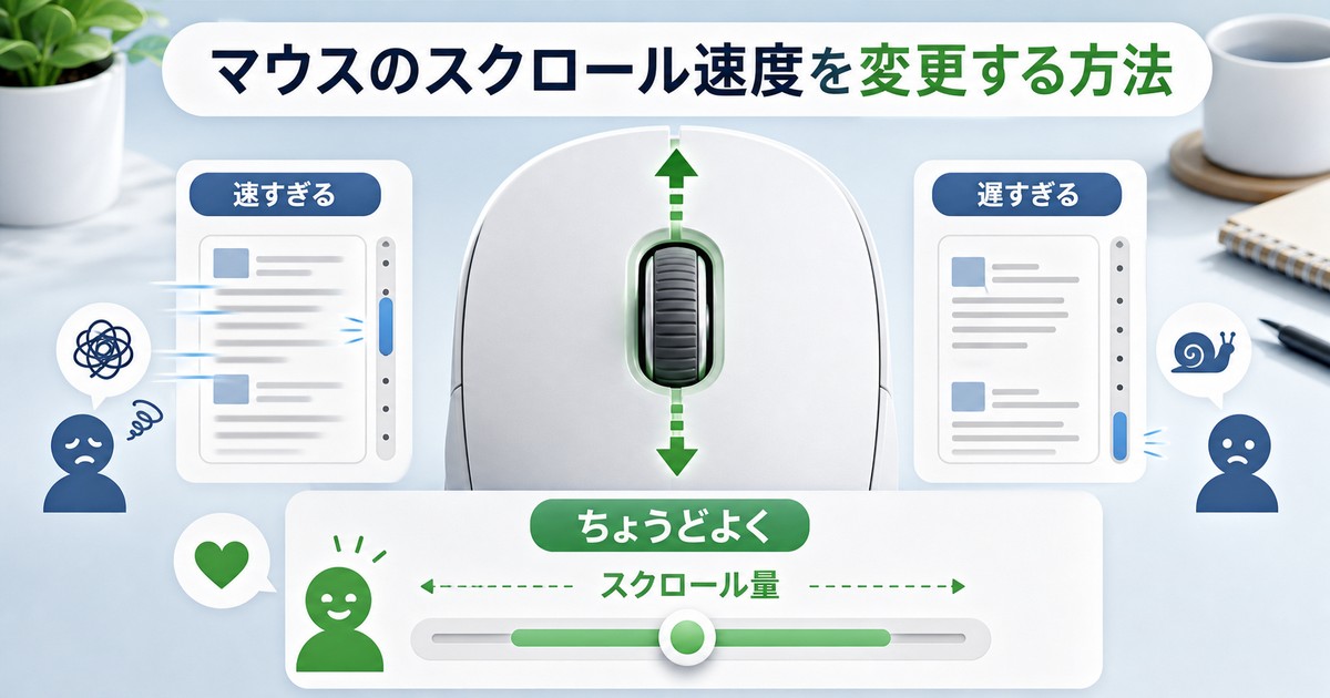 マウスのスクロール速度を調整する方法の図解