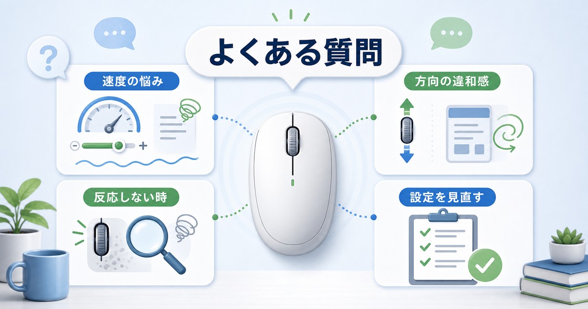 マウスとスクロール設定のよくある質問をまとめた図解
