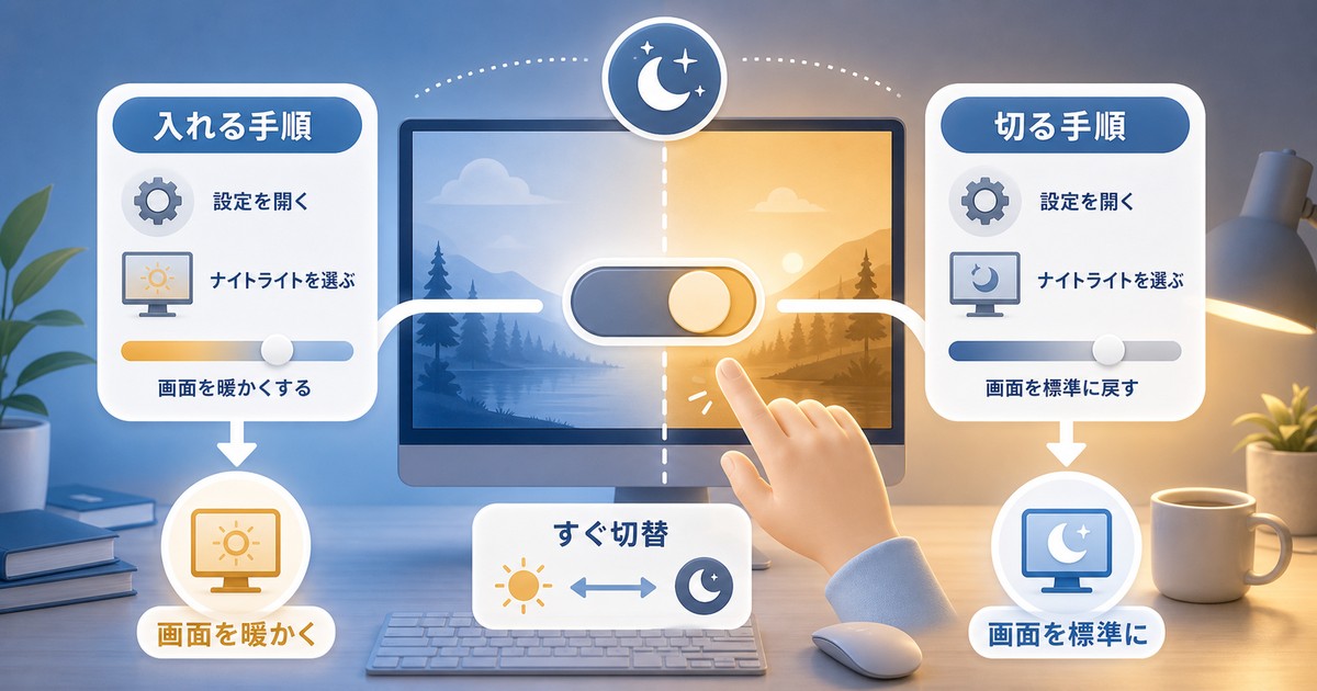 ナイトライトを入れる切る手順の図解