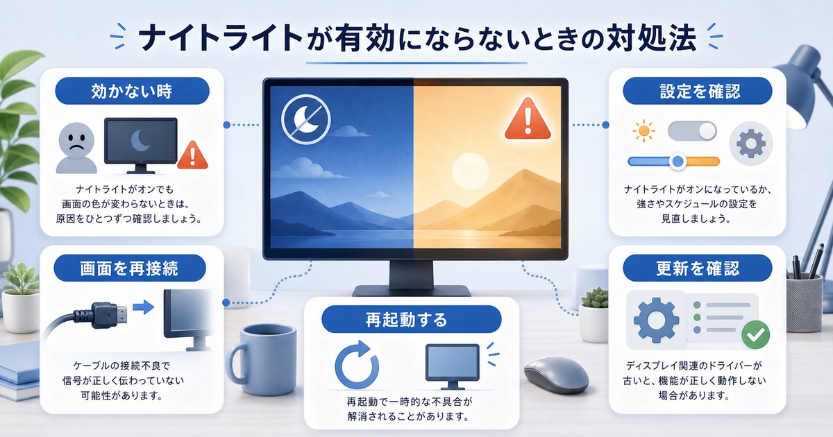 ナイトライトが効かない時の確認手順の図解