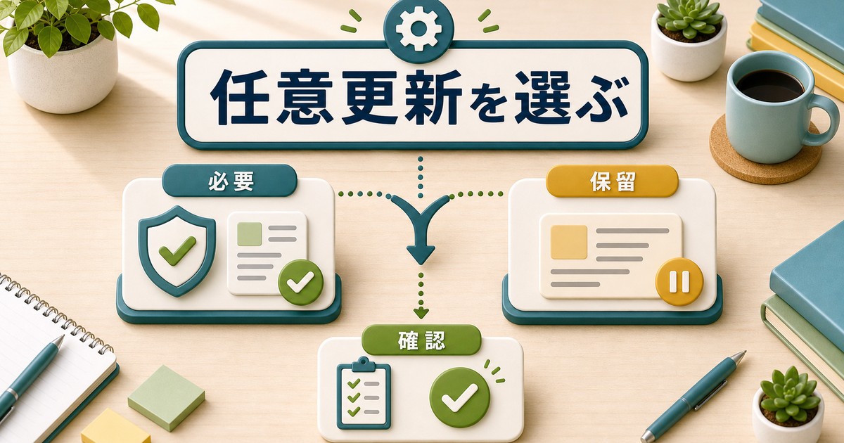 任意更新を必要保留確認で管理する図解