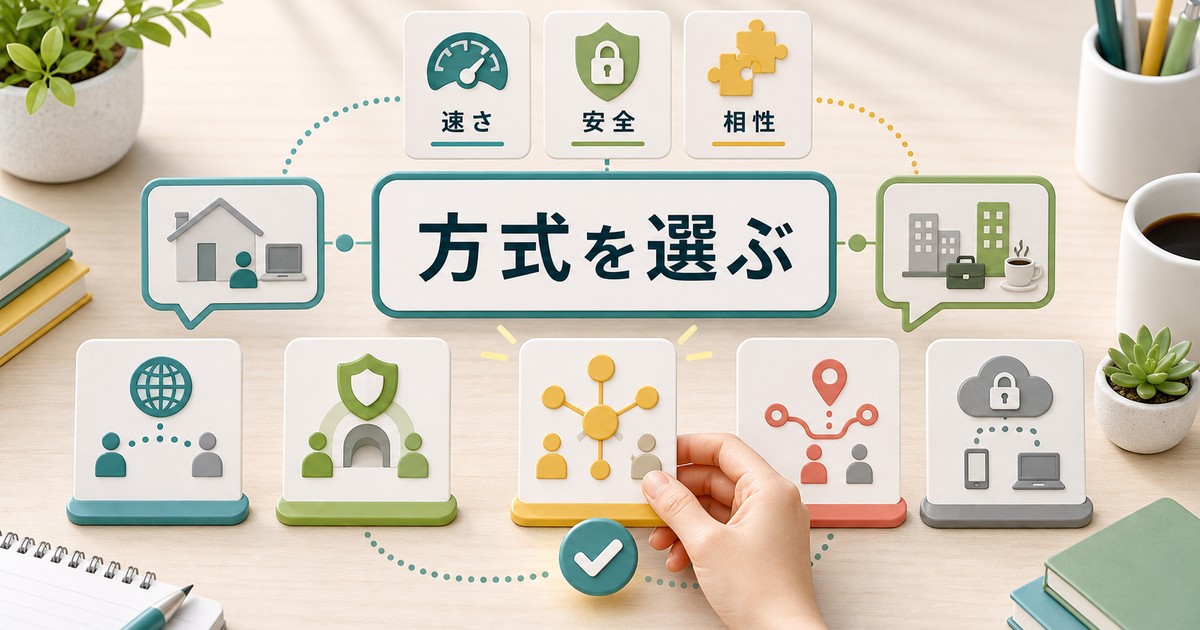 VPNの接続方式を用途に合わせて選ぶ図解