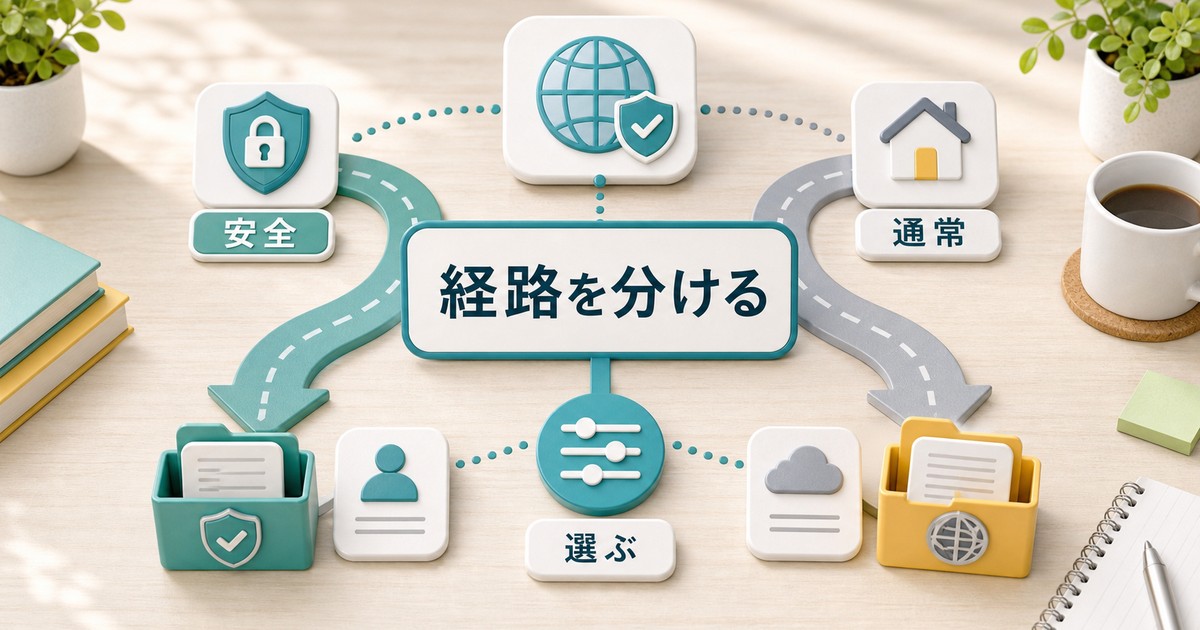 通信経路を安全な経路と通常経路に分ける図解
