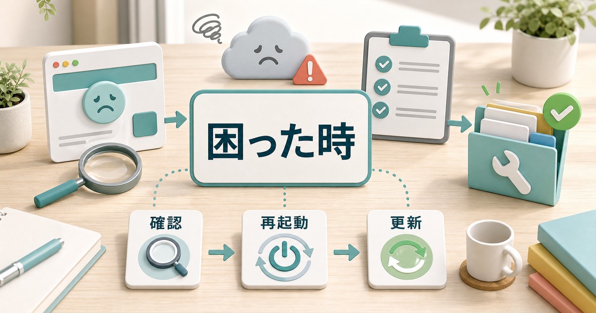 仮想環境で困った時の確認手順を示す図解