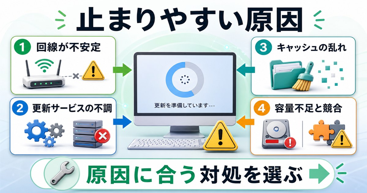 Windows Updateが止まりやすい原因を整理した情報画像