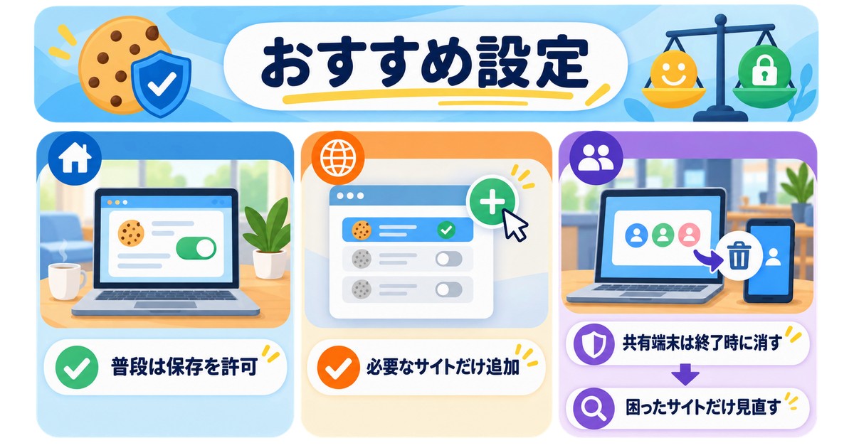 Cookie設定を使いやすさと安全性の両面で整える図解