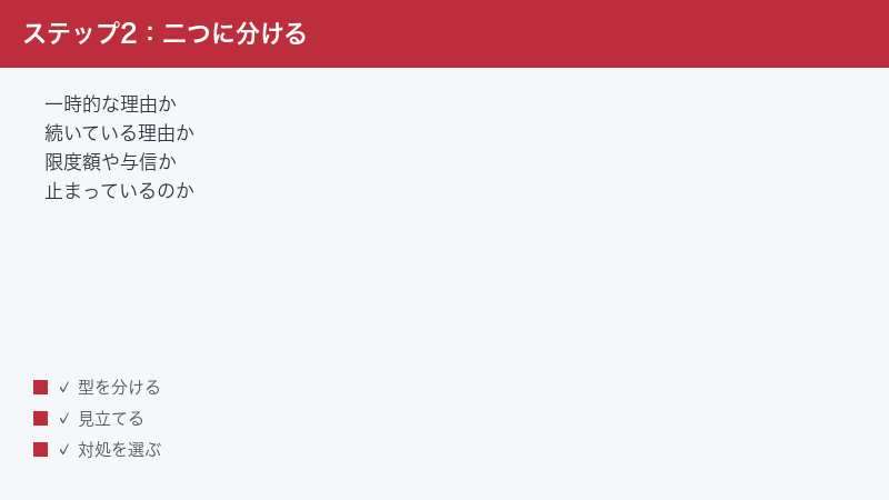 一時的な理由か継続的な理由かを分ける手順