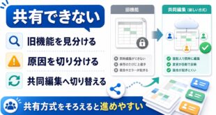 Excelの共有ブックが使えない時に旧機能と共同編集の違いを整理したアイキャッチ画像