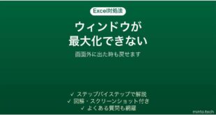 Excelのウィンドウが最大化できない時の対処法