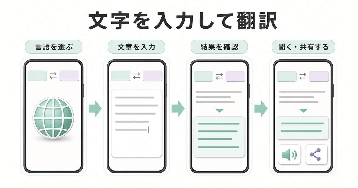 Google翻訳アプリでテキストを入力して翻訳する手順