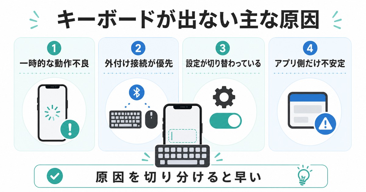 キーボードが表示されない主な原因を切り分ける図解
