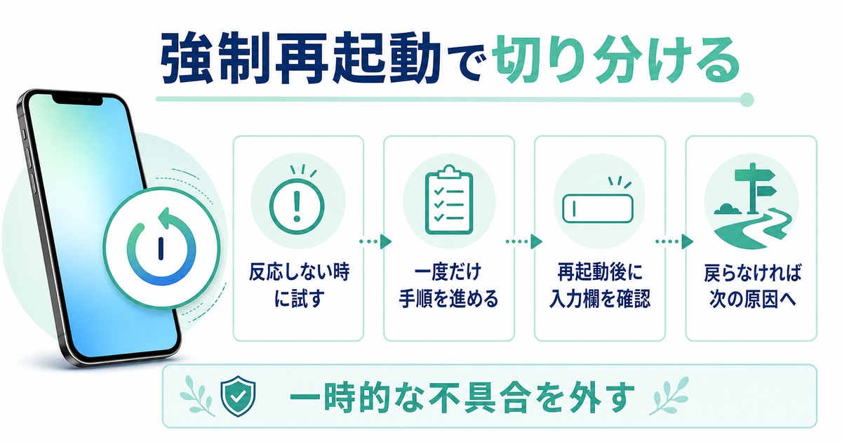 強制再起動で一時的な不具合を切り分ける図解