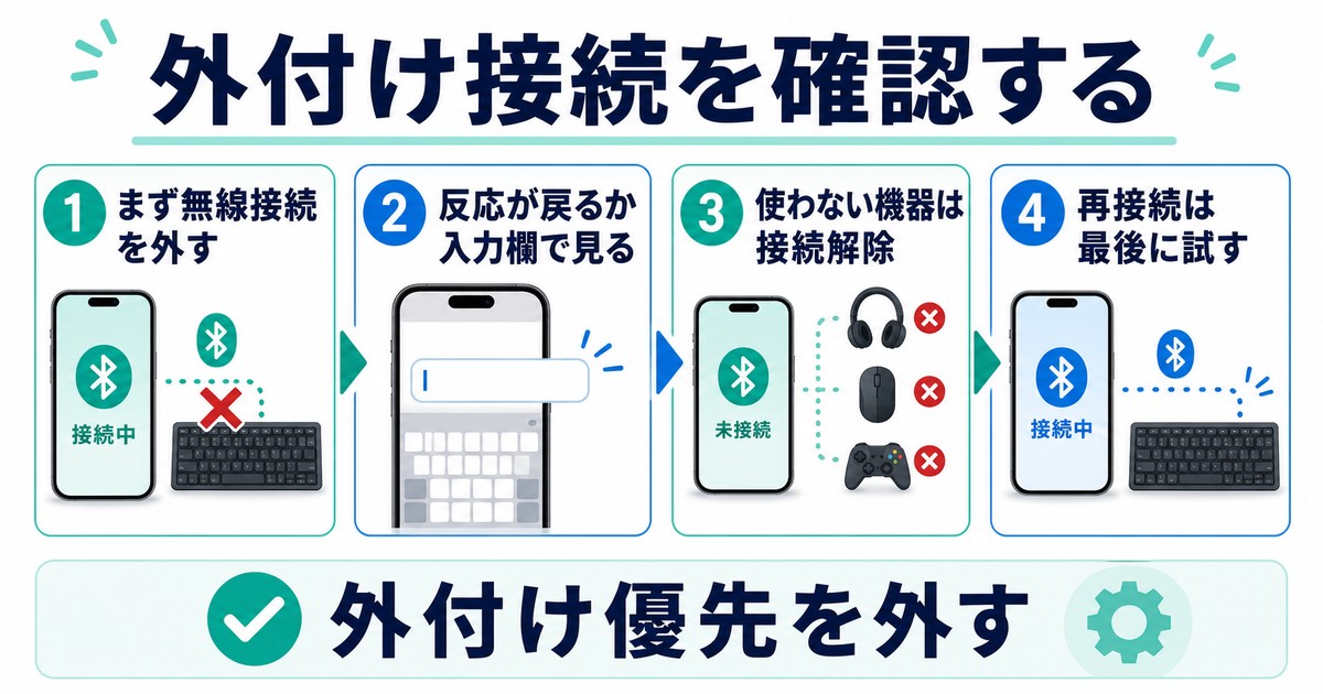 外付けキーボード接続が優先されていないか確認する図解