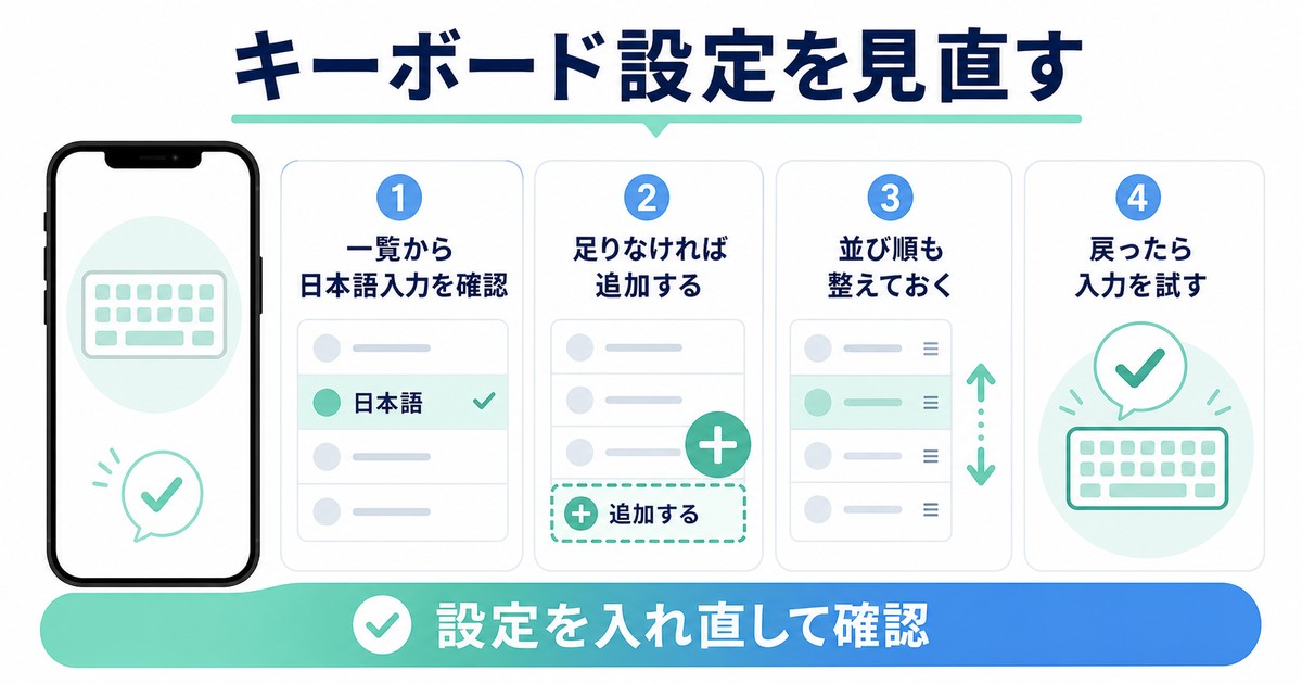 日本語キーボード設定を確認して再追加する図解