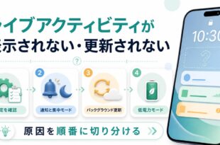 ライブアクティビティが表示されない・更新されない時の確認ポイントをまとめたアイキャッチ画像