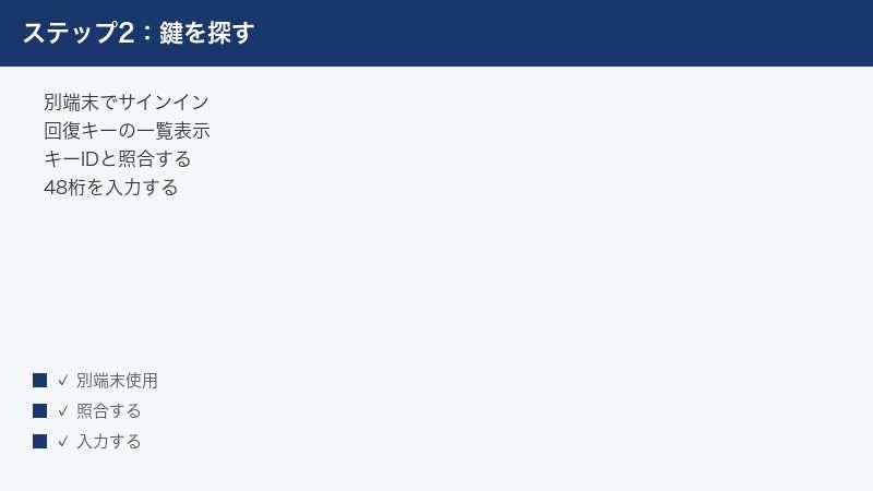 Sign in on another device open the recovery key list a​nd match the key ID