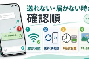 送れない・届かない時の確認順を通信、更新、時刻、容量、媒体別に整理したアイキャッチ画像