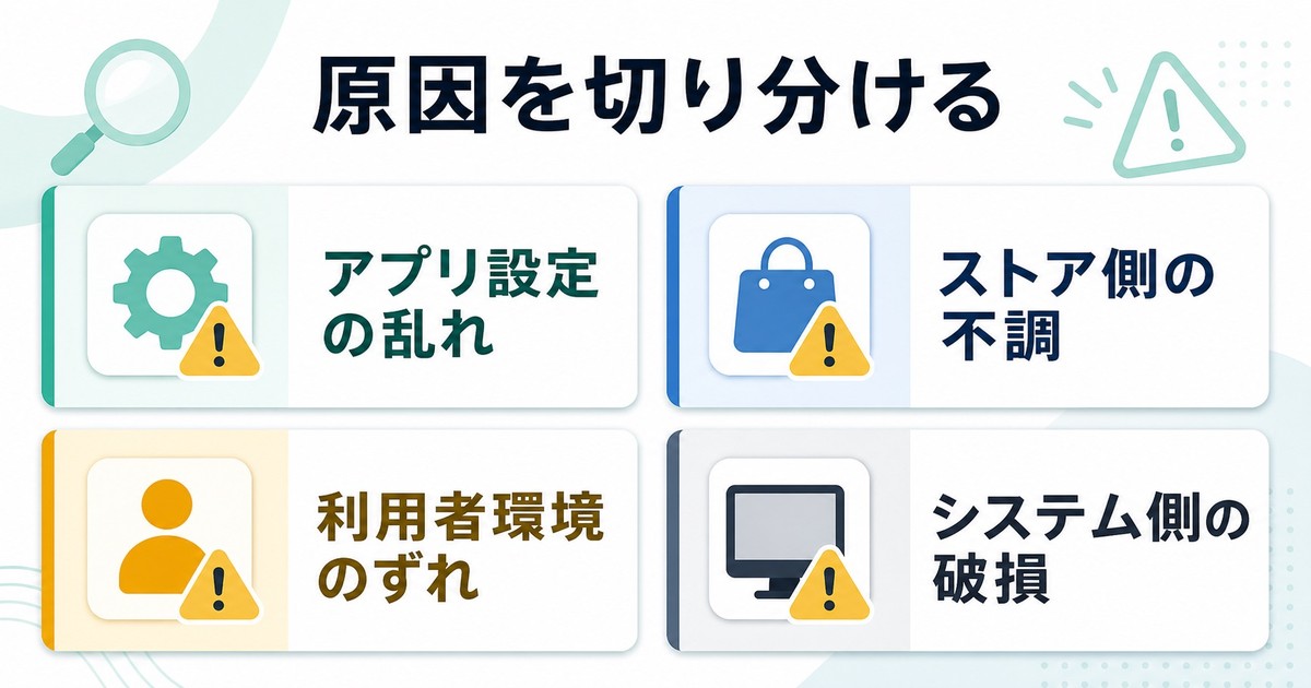 Windowsの電卓が開かない原因を切り分ける観点を整理した日本語画像