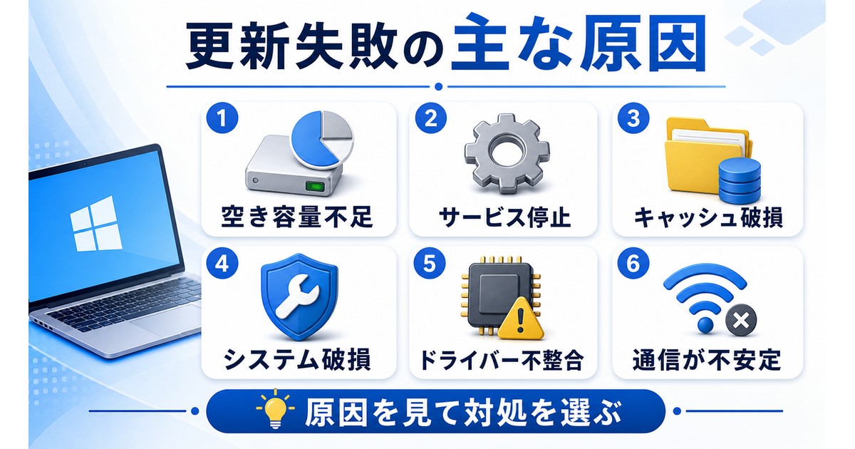 Windows Updateが失敗する主な原因を切り分ける図解