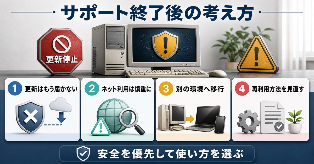 Windows Vistaサポート終了後の安全な使い方と代替策を整理した日本語画像