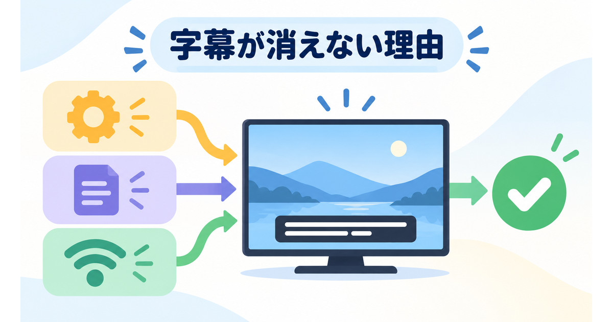 字幕が消えない理由を確認する図解