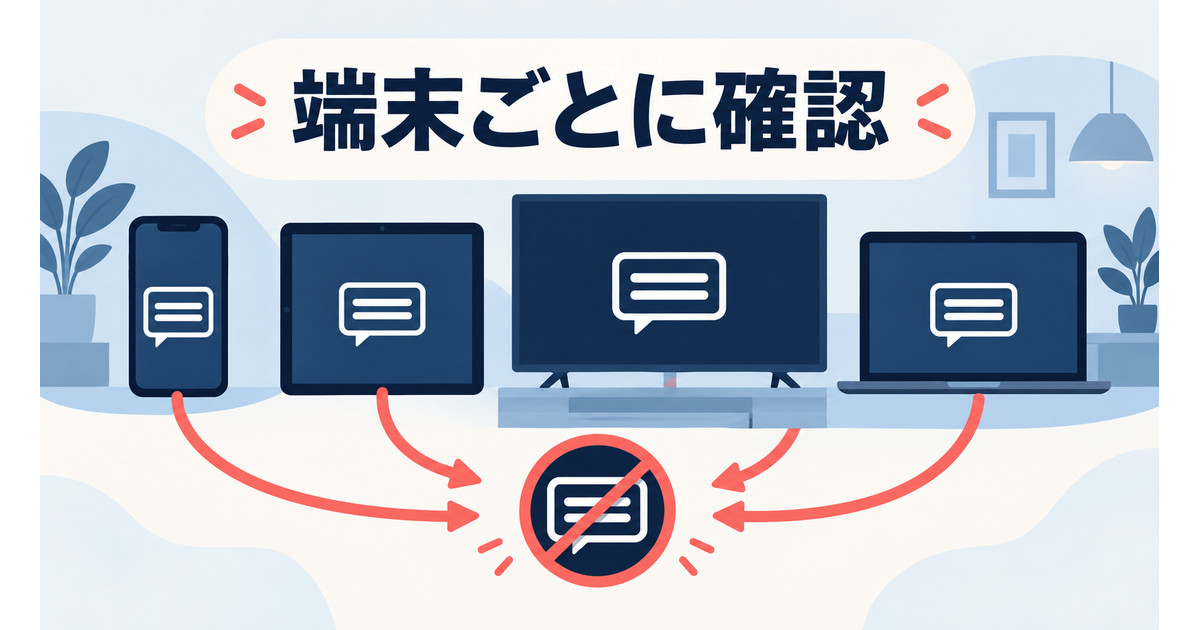 端末ごとに字幕設定を確認する図解