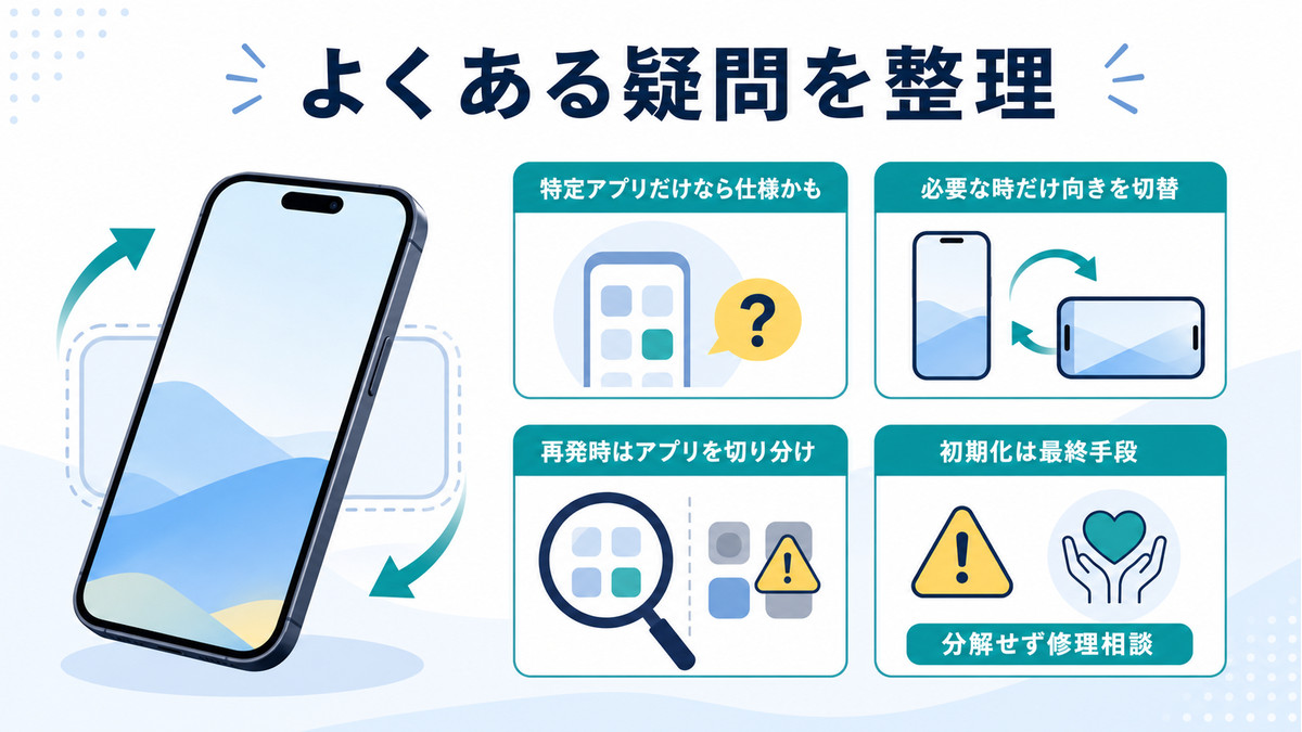 Androidの自動回転に関するよくある質問を整理した図解