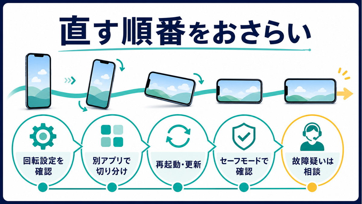Androidの画面が自動回転しない時に確認する順番のまとめ図解