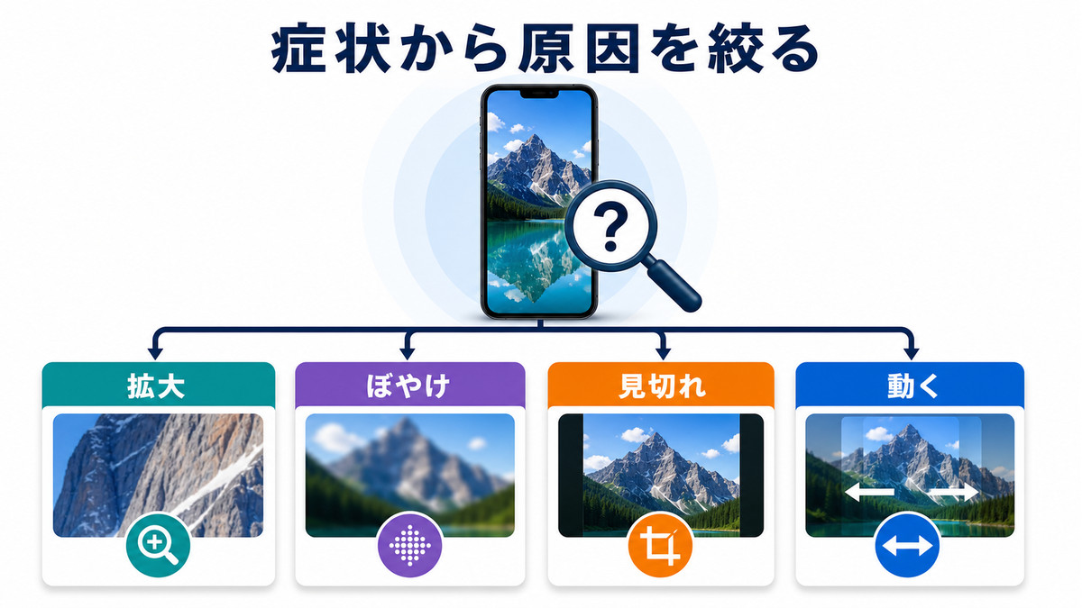 Androidの壁紙の症状から原因を絞る図解