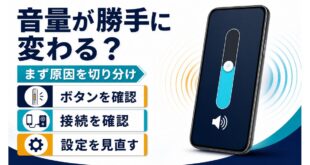 スマートフォンの音量が勝手に変わる時にボタン、接続、設定を順番に確認するアイキャッチ画像