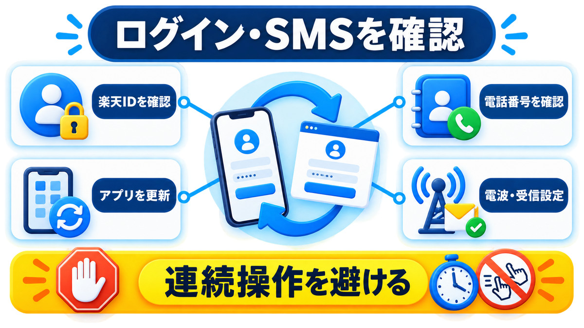 楽天ペイのログインループとSMS認証で確認する項目